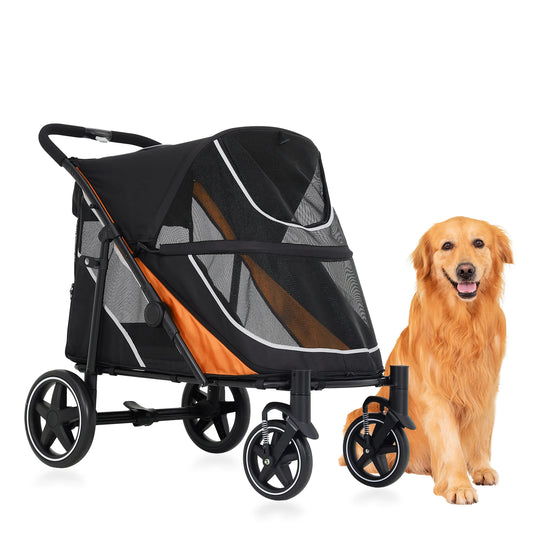 HiMiss Foldable All Terrain Pet Stroller With Washable Liner