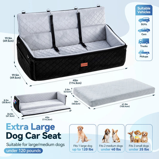 Domipet Comfortable Dog Car Seat With Integrated Safety Leashes