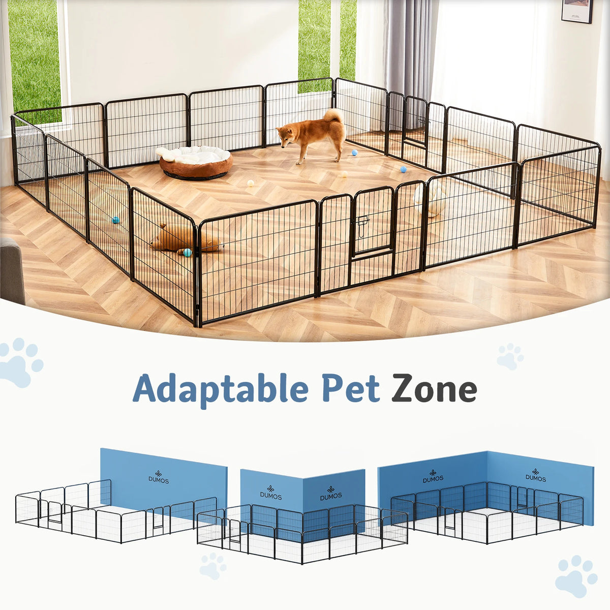 JHK Durable Foldable Metal Dog Playpen For Outdoor Use