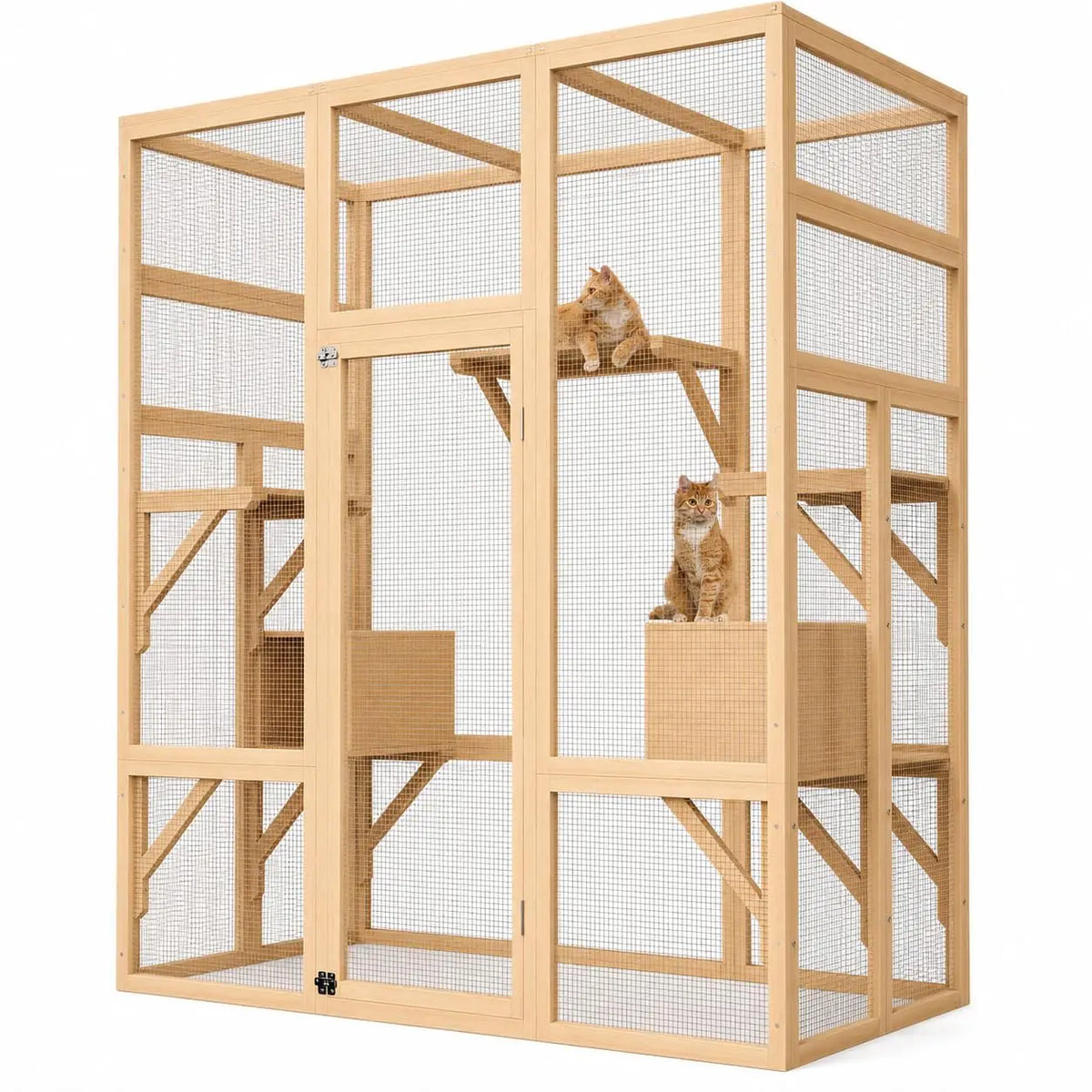HiMISS Outdoor Wooden Cat Catio Enclosure With UV Protected Roof