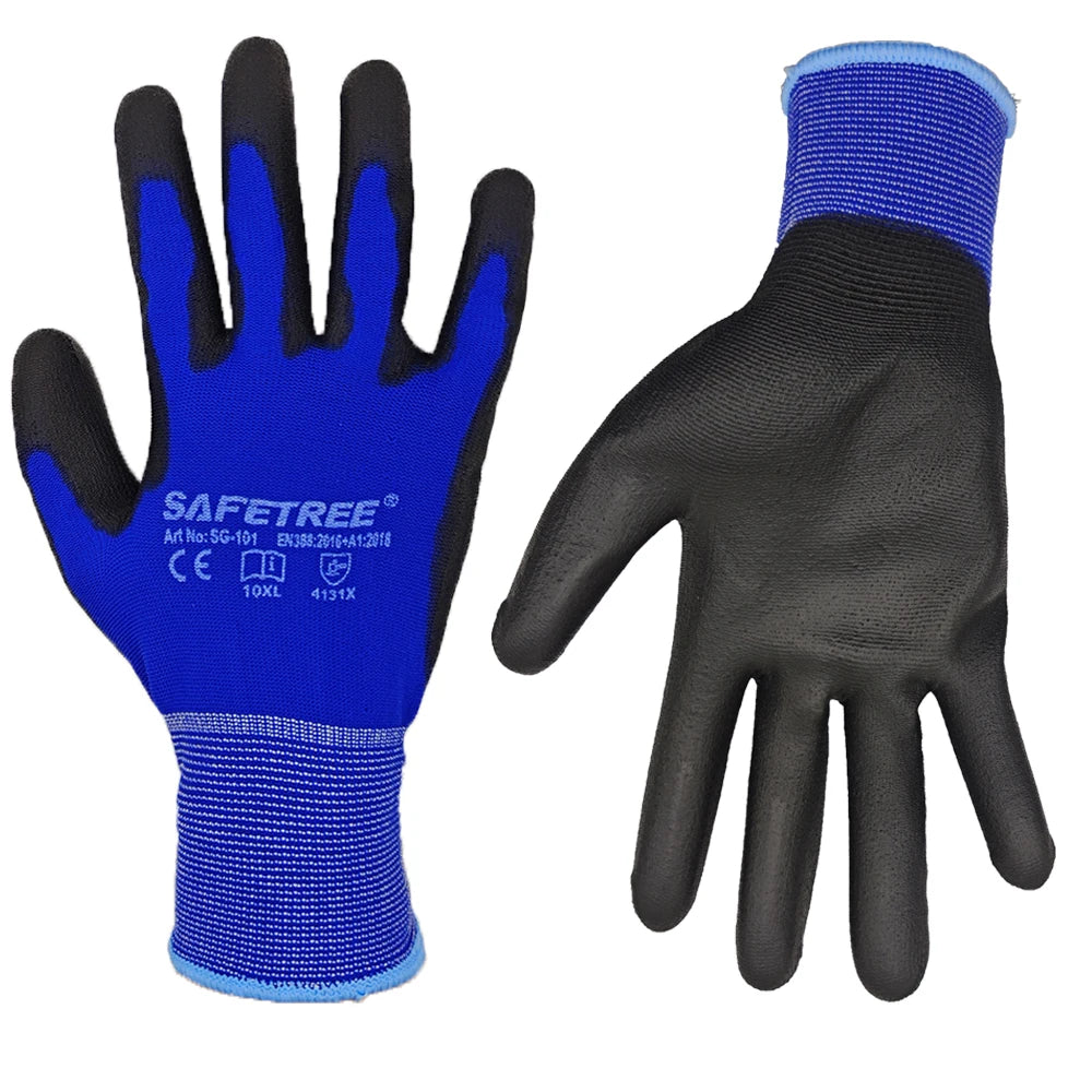 Knit Nylon Liner PU Coated Work Gloves For Active Use