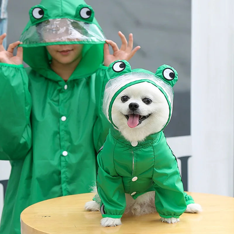 Premium Waterproof Reflective Four Legged Dog Rain Jacket
