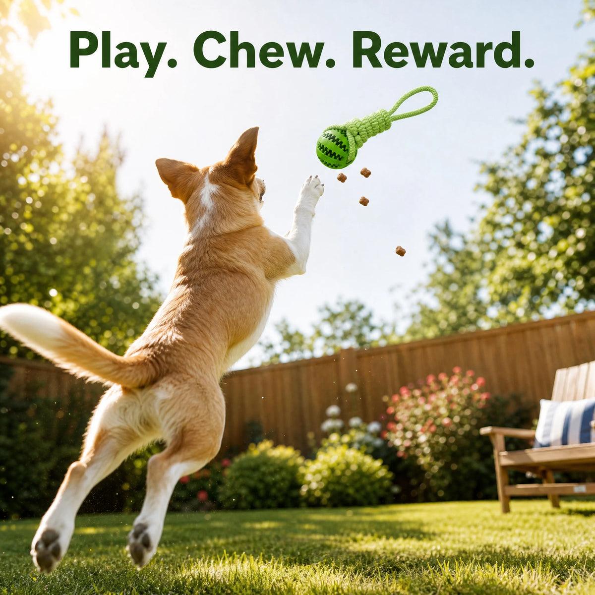 Interactive Rubber Dog Treat Dispensing Ball And Rope Chew Toy