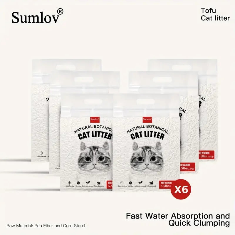 Sumlov Natural Tofu Cat Litter Dust-Free Flushable Clumping Odor Control