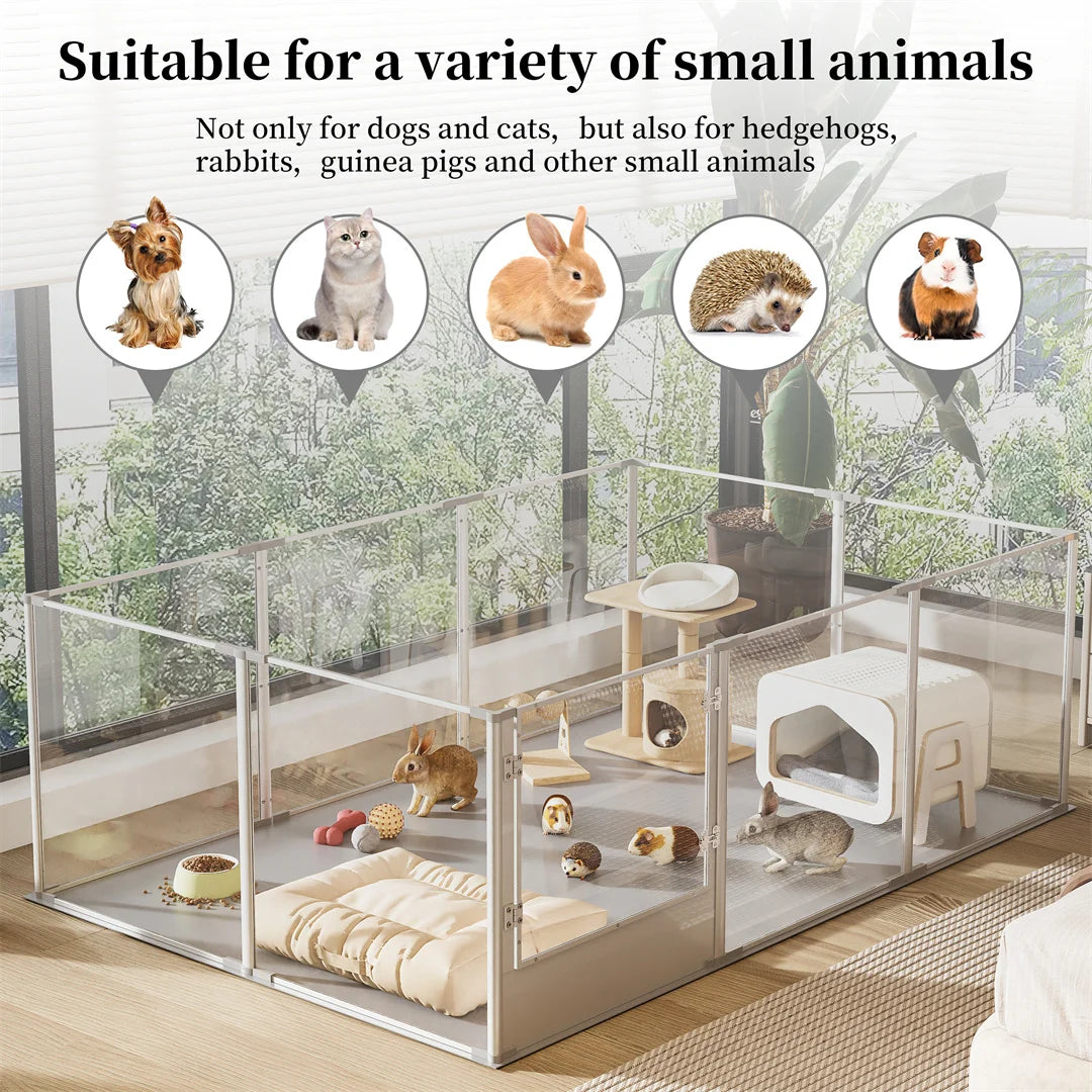 BINGOPAW Clear Acrylic Dog Playpen Waterproof Exercise Fence