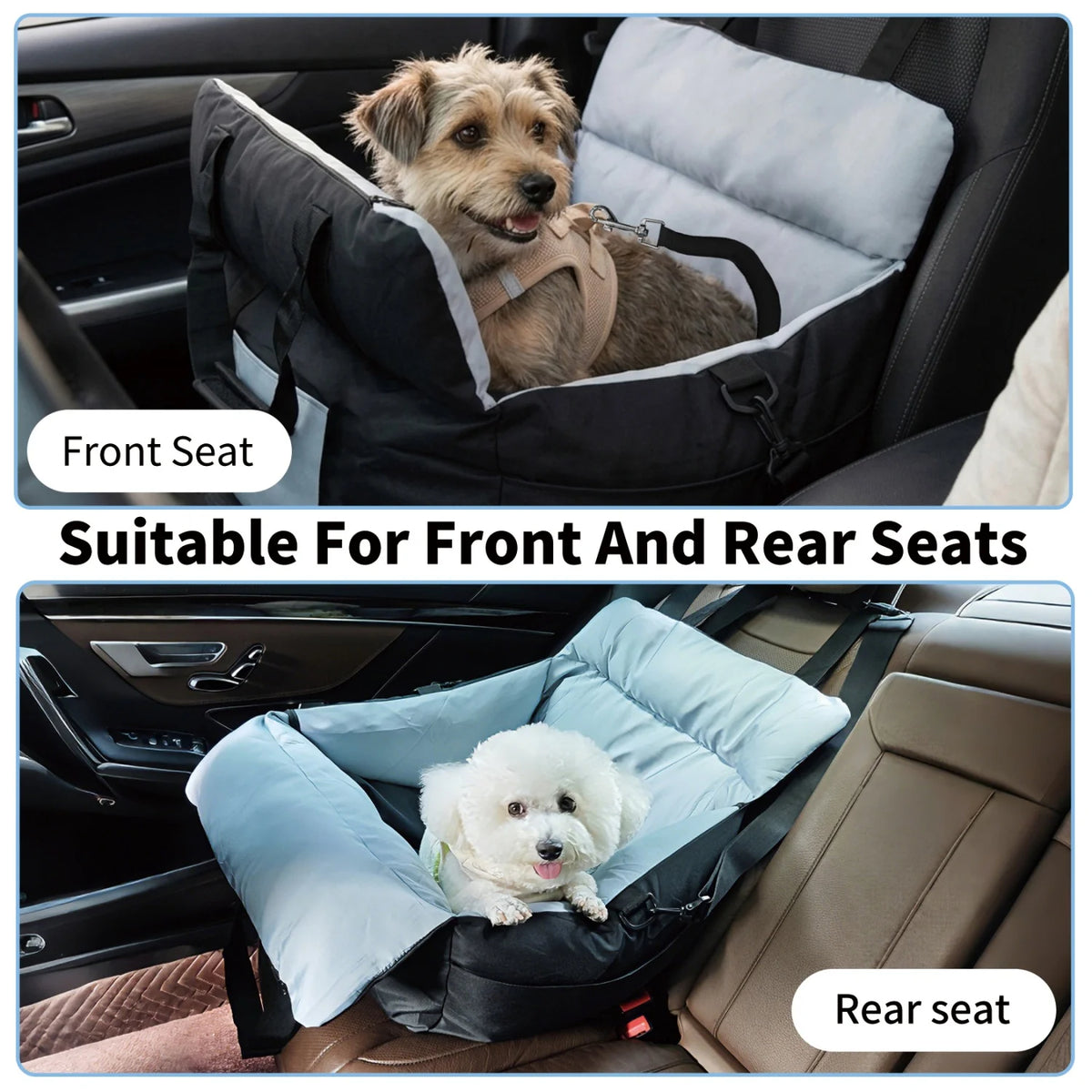 BINGOPAW Washable Dog Car Seat Booster With Safety Belt