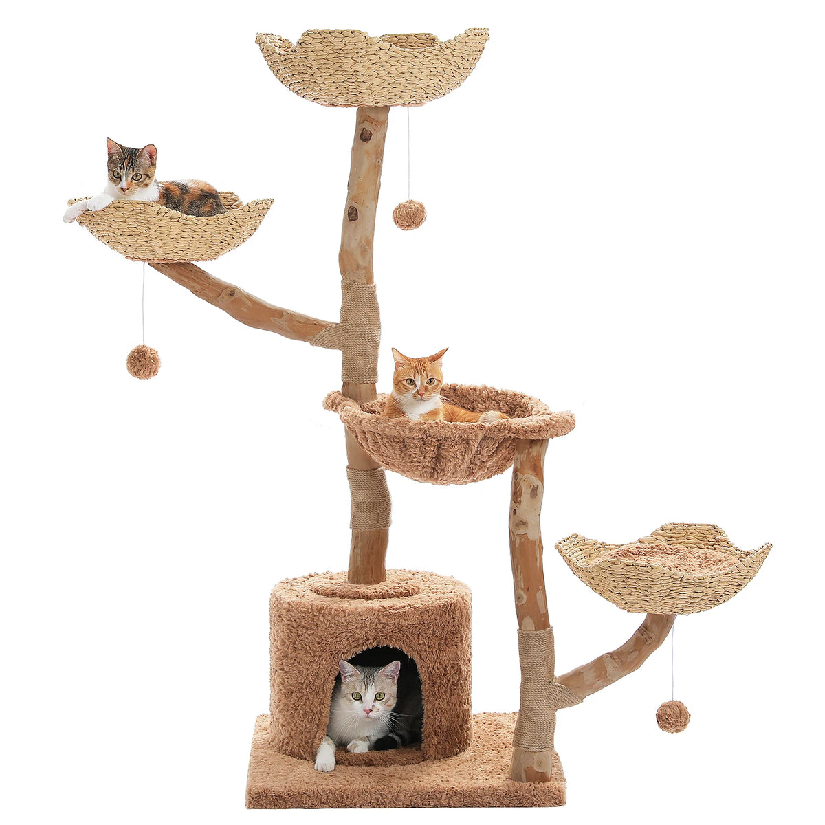 PAWZ Road Cat Tree Tower Sisal Scratching Post Wicker Bed