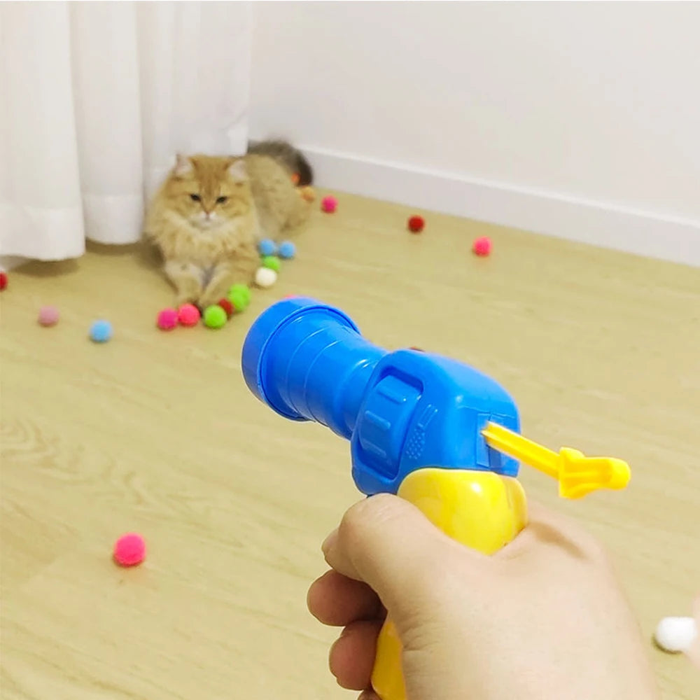 Cat Plush Ball Launcher Toy for Interactive Play and Training