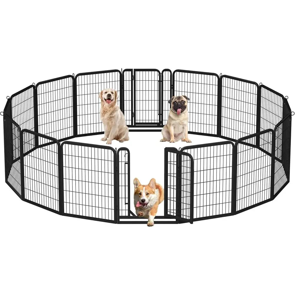 32in 16-Panel Metal Dog Playpen ence or Indoor Yard RV Camping | Heavy-duty Rustproo e with Secure Door, Tool-ree Assembly, olda