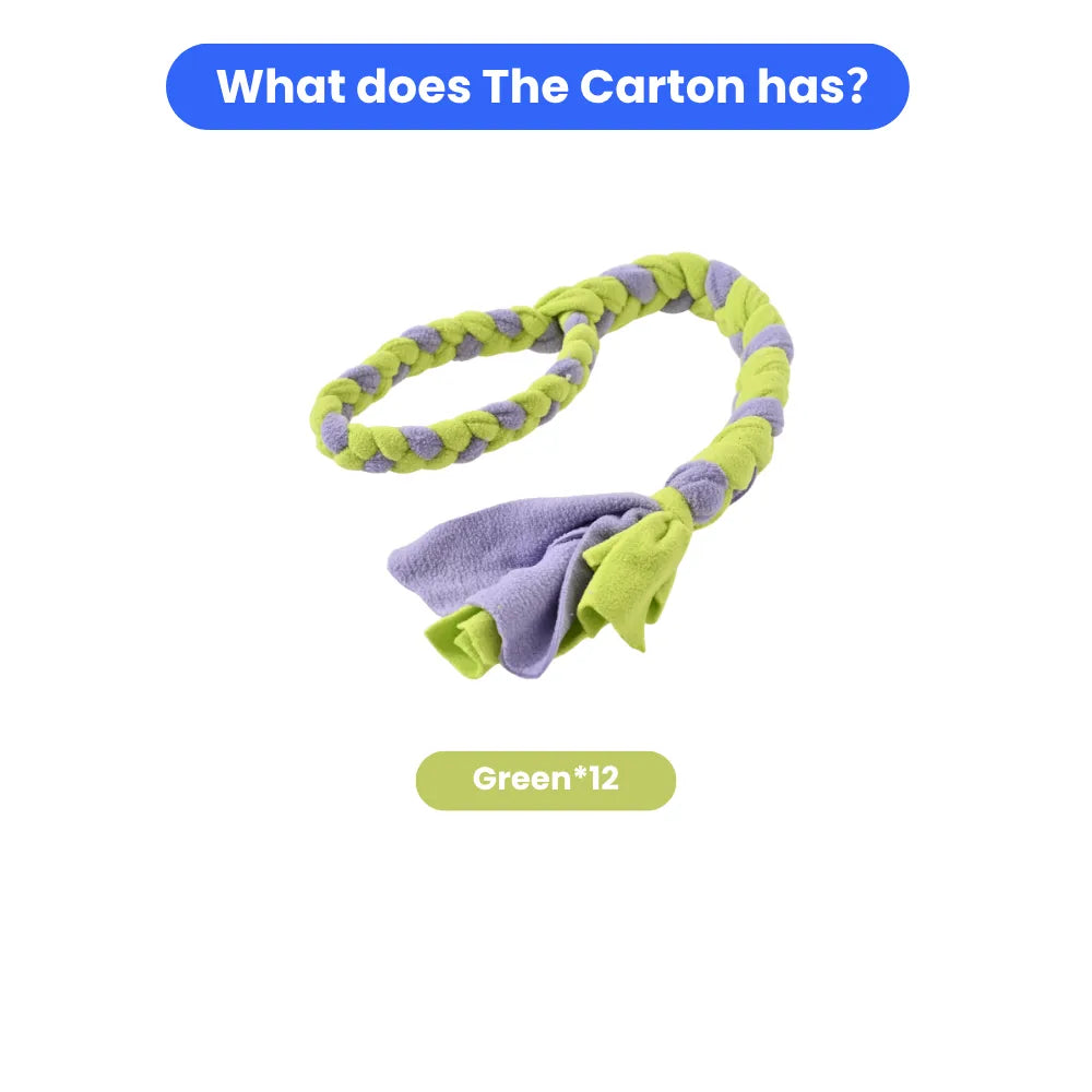 12PCS/Carton Dog Rope Tug Toys Durable Woven Plush Chew Rope Interactive Tug of War Toy with Loop Handle for Puppies Dogs