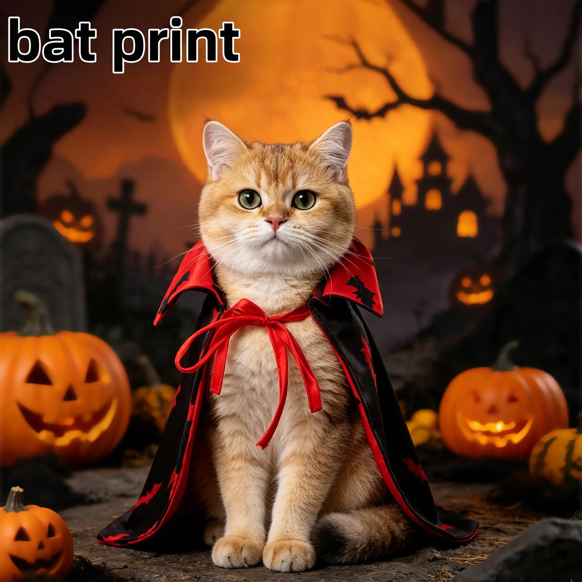 Reversible Bat Vampire Cape Costume For Cats And Small Dogs