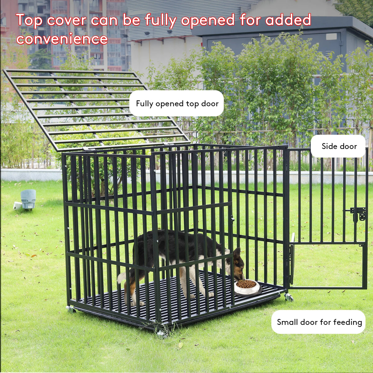Bingopaw Heavy Duty Metal Dog Crate With Four Wheels