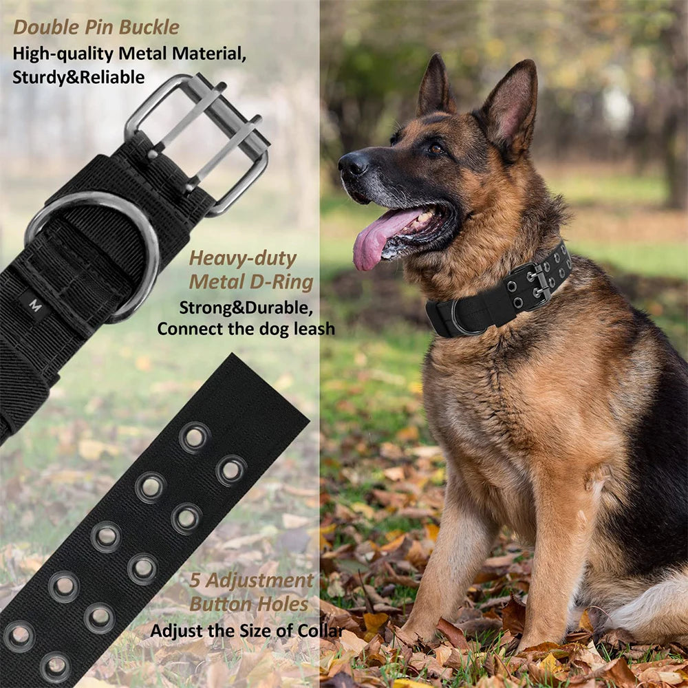 Durable Tactical Nylon Dog Collar For Outdoor Training And Walking