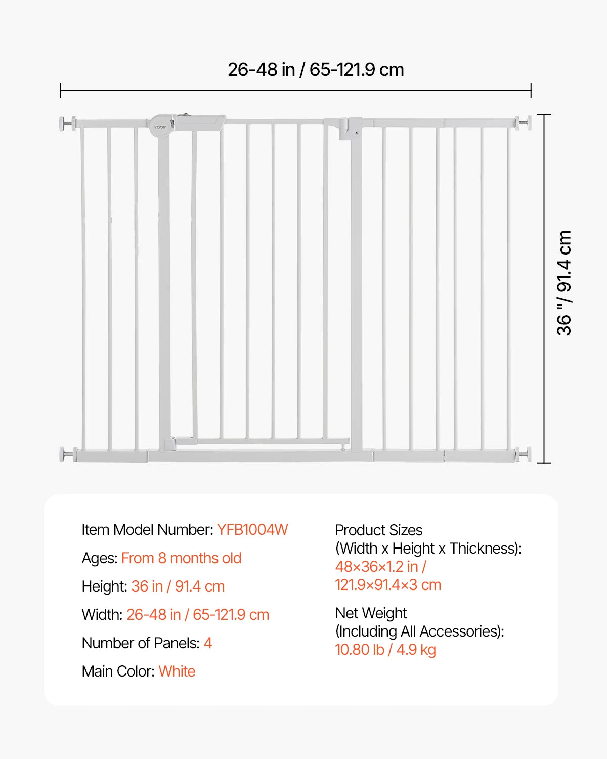 SucceBuy Walk Through Pressure Mount Child Pet Security Gate