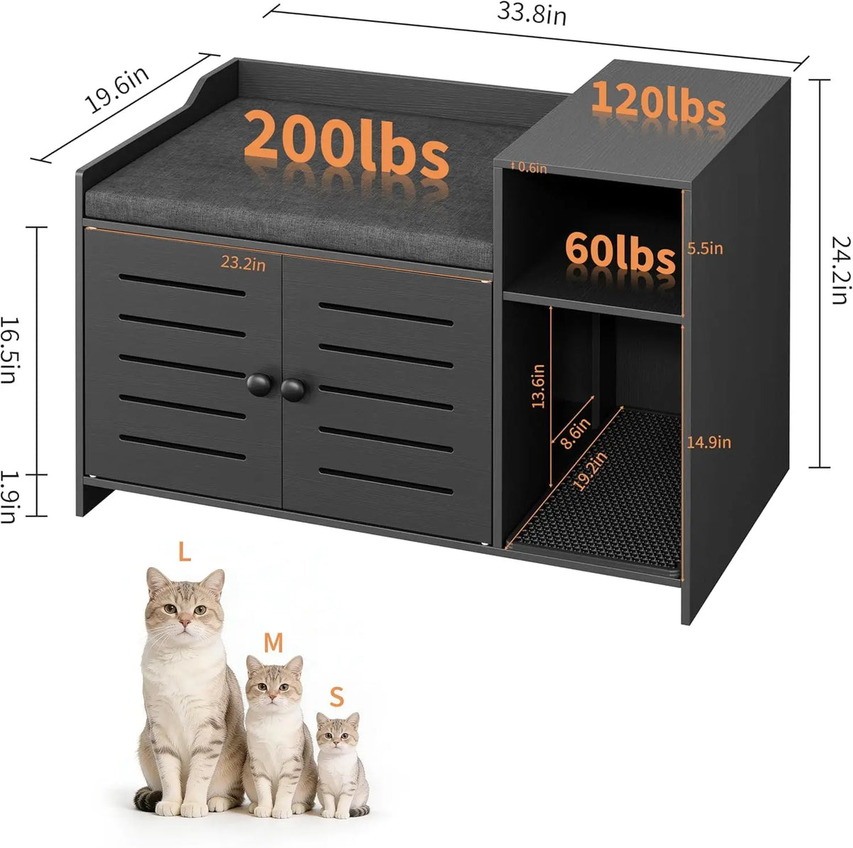 Farmhouse Cat Litter Box Enclosure With Scratch Pad Storage
