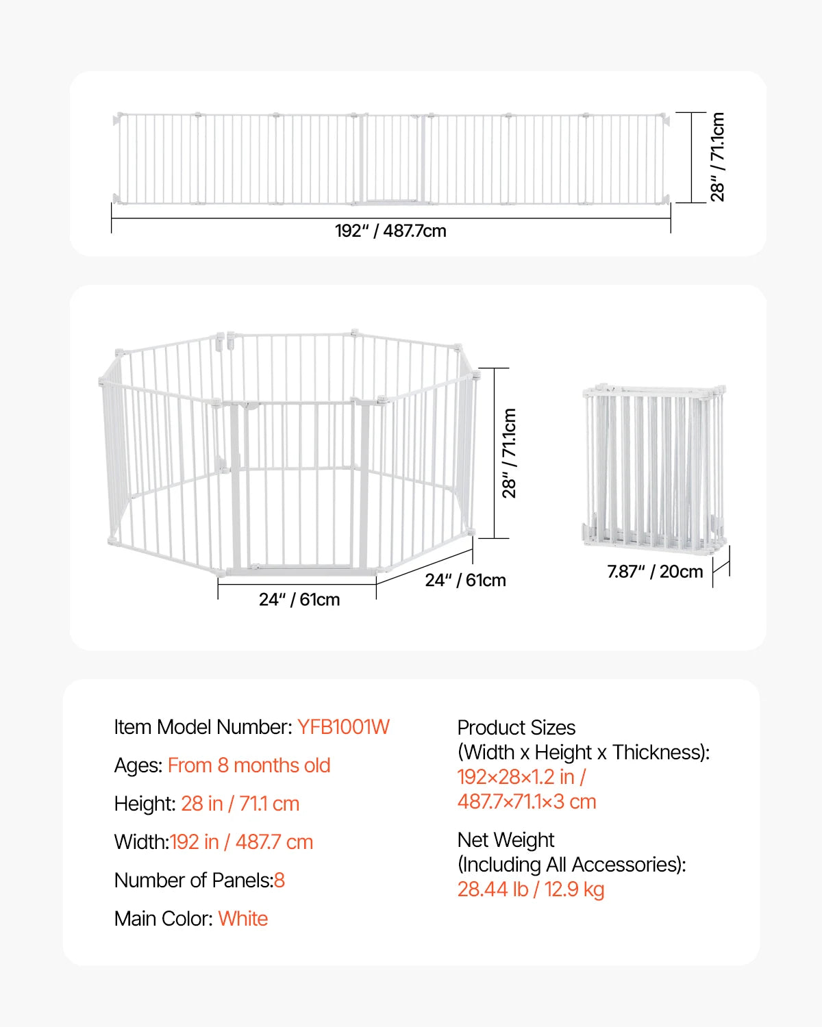 SucceBuy Walk Through Pressure Mount Child Pet Security Gate