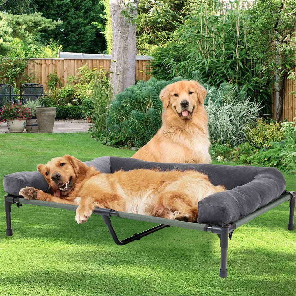 BINGOPAW Elevated Cooling Dog Bed With Detachable Plush Bolster