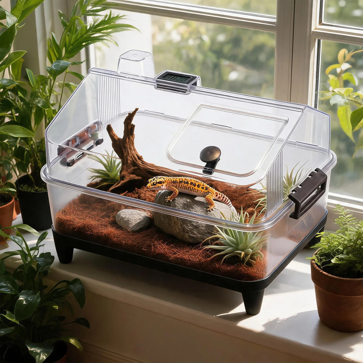 HiMiss Reptile Terrarium Kit With Lid Heating Pad And Accessories