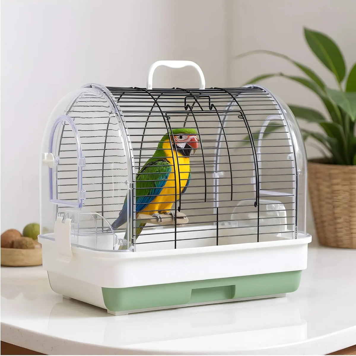 HiMiss Portable Bird Travel Cage With Perches And Feeders