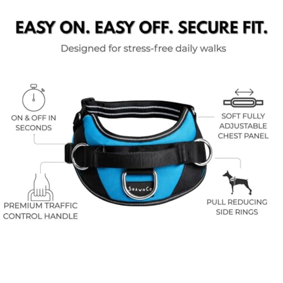 Padded No Pull Dog Harness Vest with Triple Leash Clips