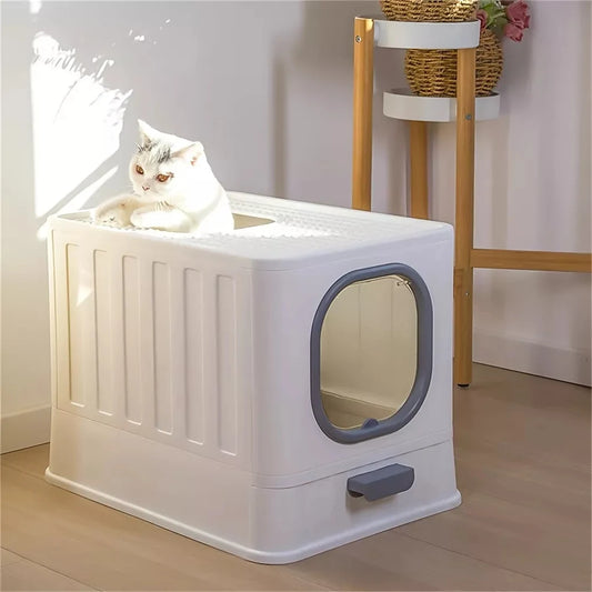 Enclosed Cat Litter Box With Pull Out Drawer And Scoop