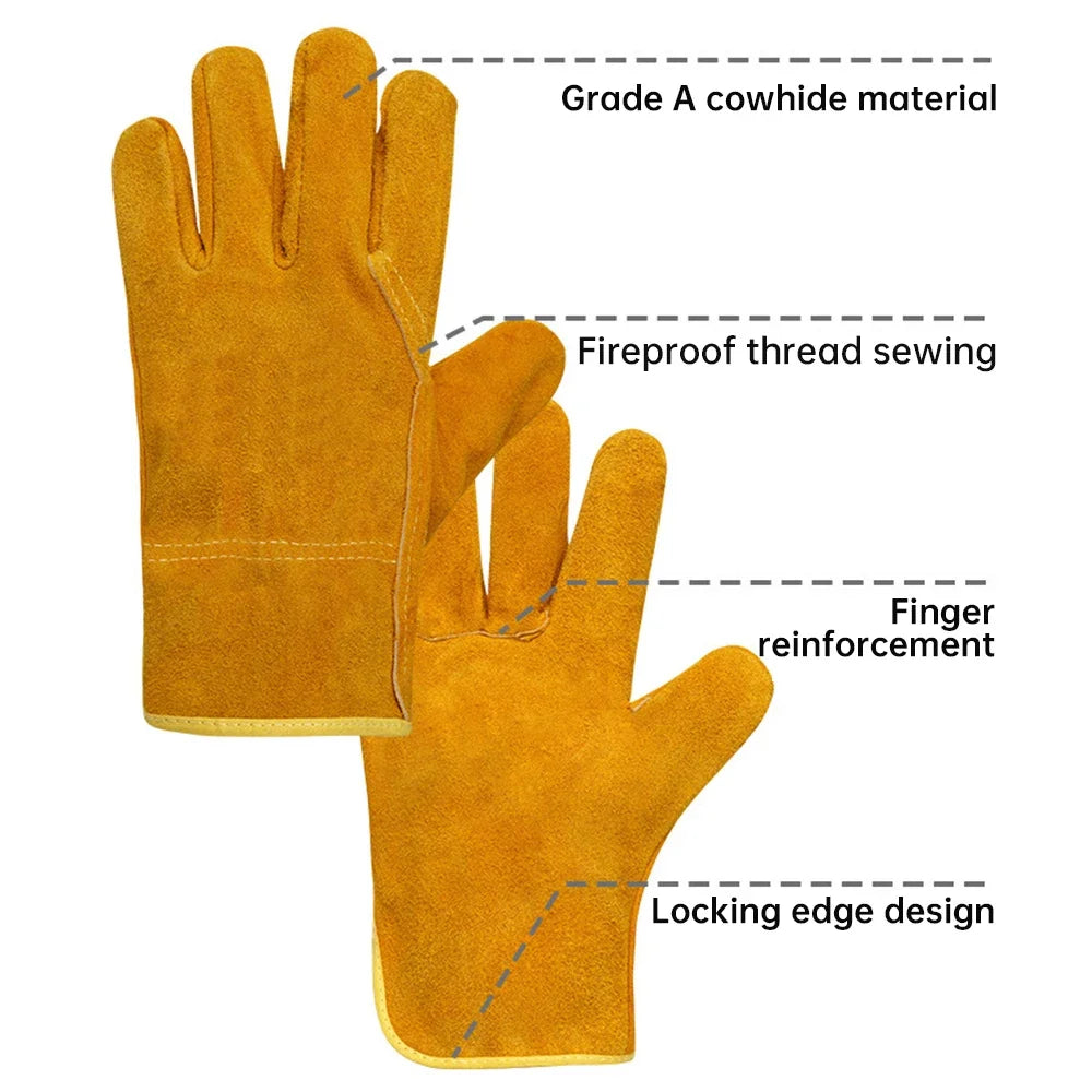 Professional Fireproof Sheepskin Leather Welder Safety Work Gloves