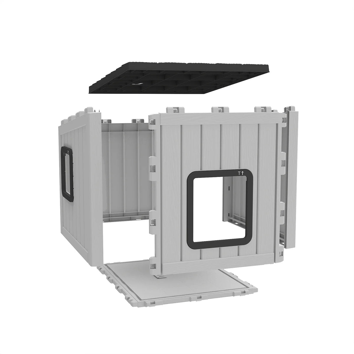 Outdoor Weather Resistant Plastic Pet Cabin With Sloped Roof