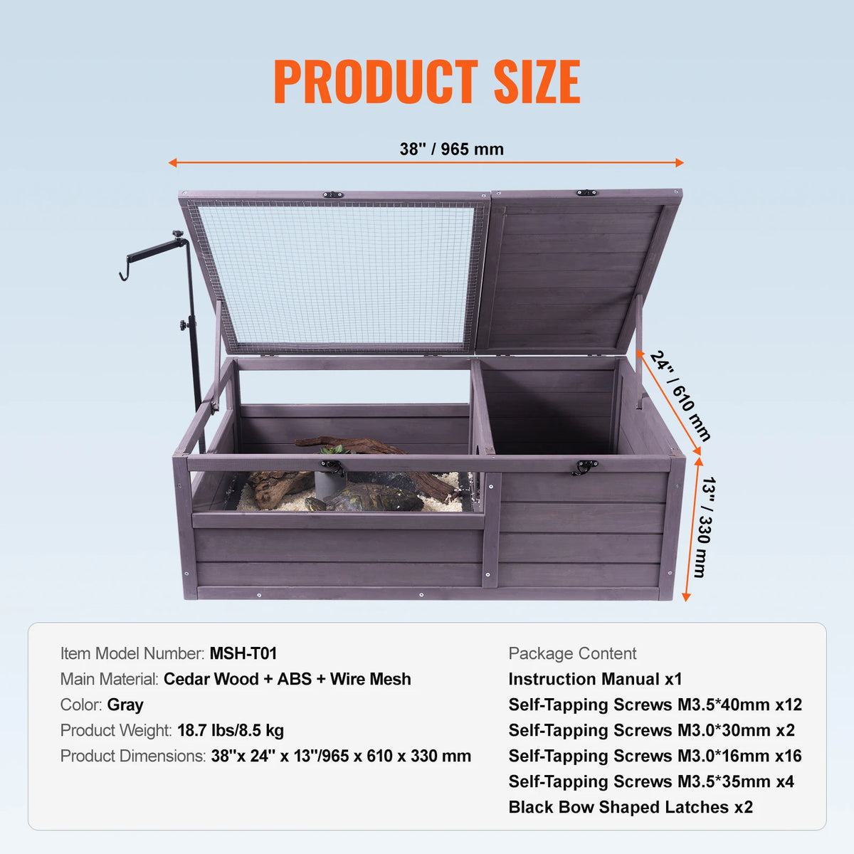 Large Wooden Tortoise House For Reptiles With Openable Roof