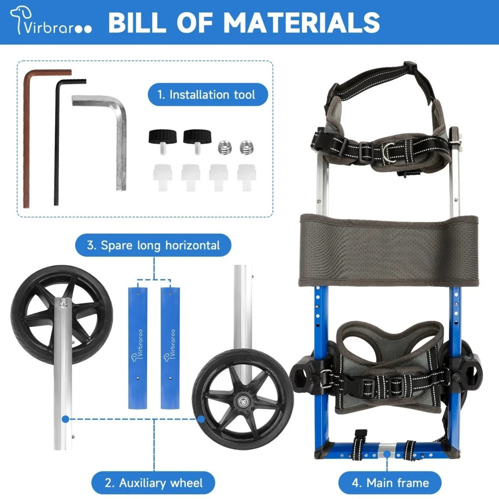 Back Leg Dog Wheelchair With All Terrain Tires And Bearings