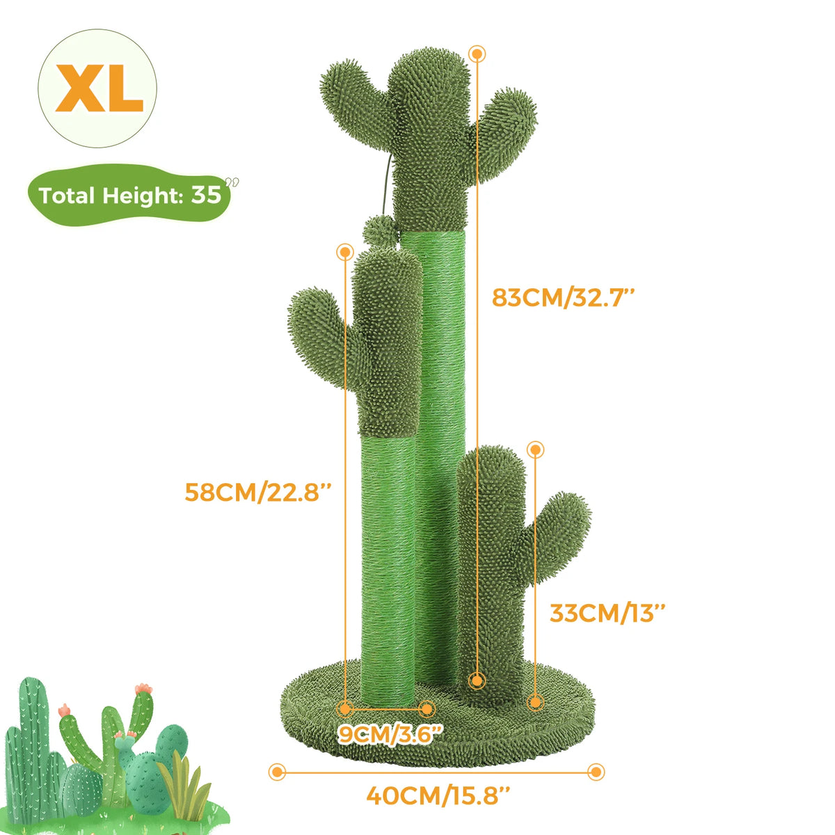 Pawz Road Three Sisal Cat Scratching Post With Interactive Ball
