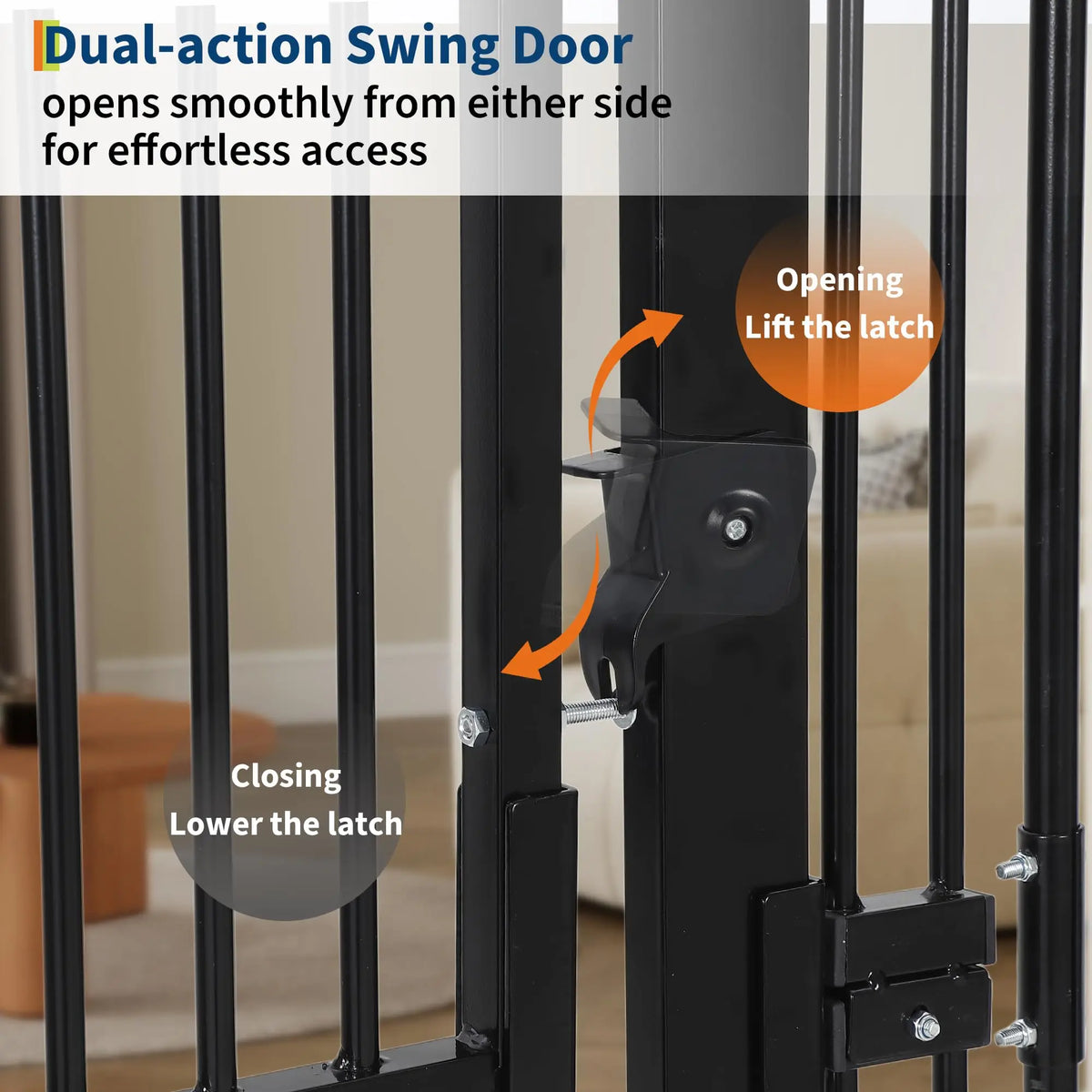 HiMISS Adjustable Extra Tall Cat Gate With Secure Mount Door