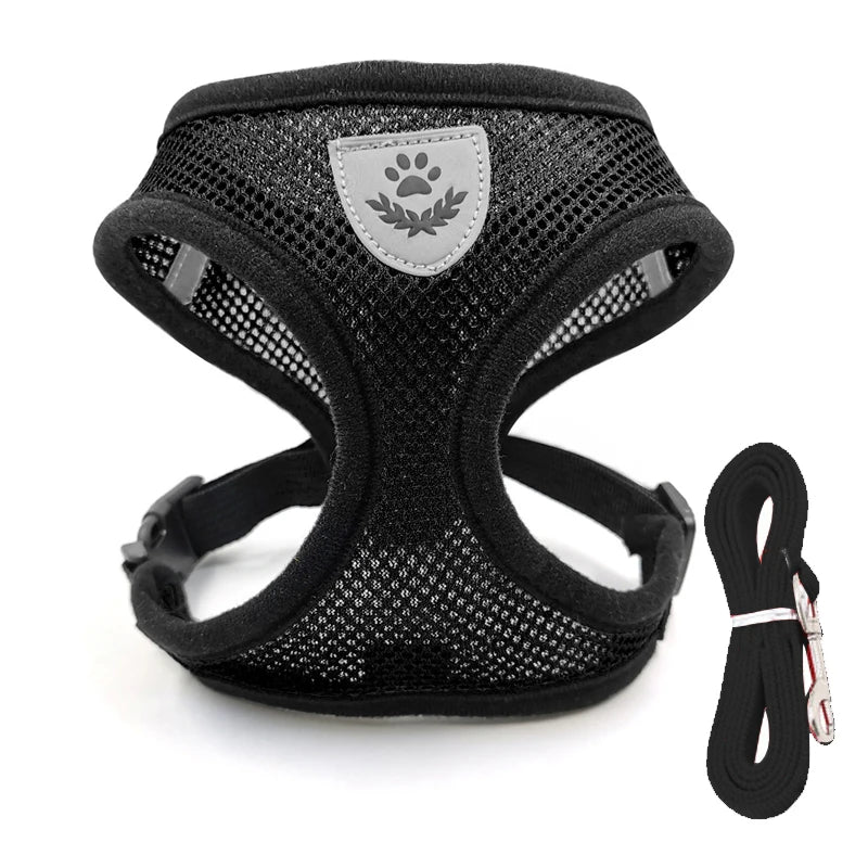 Adjustable Reflective Escape Proof Dog Cat Harness Leash Set Vest