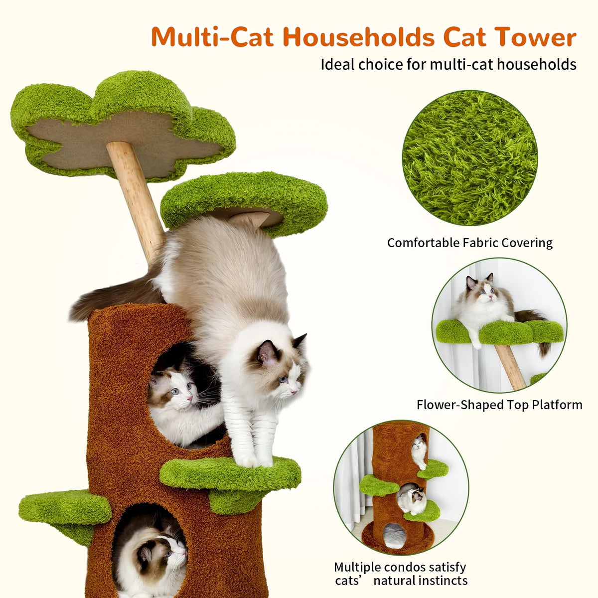 Bingopaw Multi Level Indoor Cat Tree With Sisal Scratching Posts
