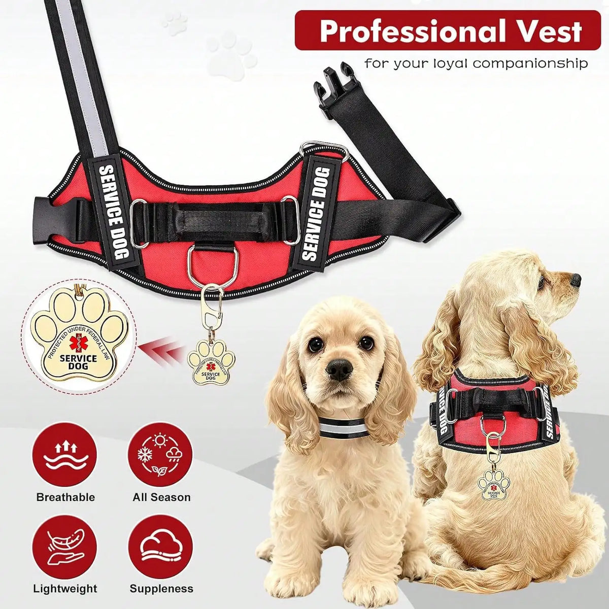 Service Animal Identification Vest With Information Cards