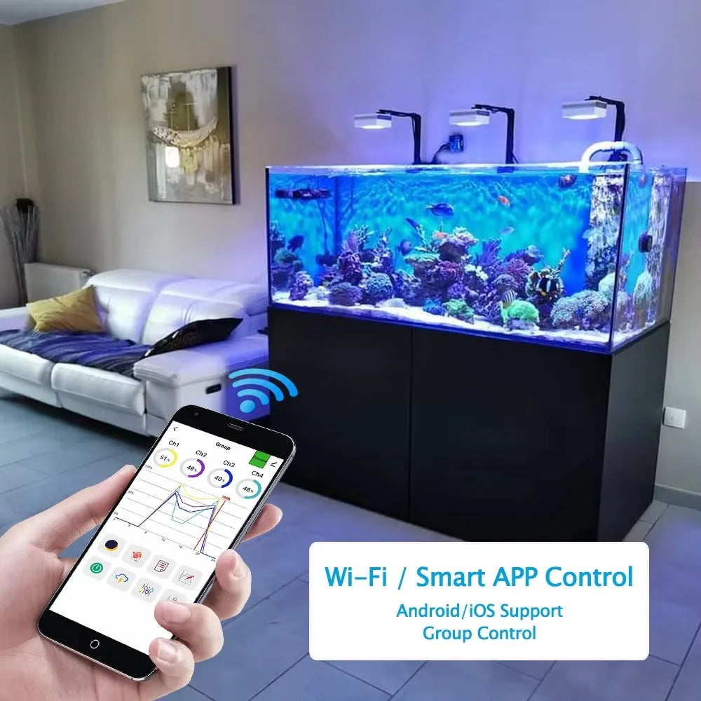 PopBloom RL90 WiFi LED Aquarium Light Full Spectrum Reef Lamp