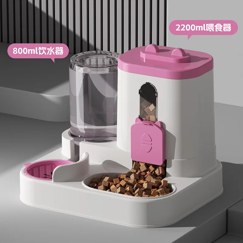 Automatic Pet Feeder With Spill Proof Bowl And Water Dispenser