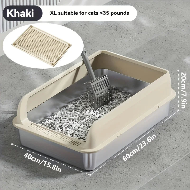 KEMORELA Stainless Steel Enclosed Cat Litter Box With Lid
