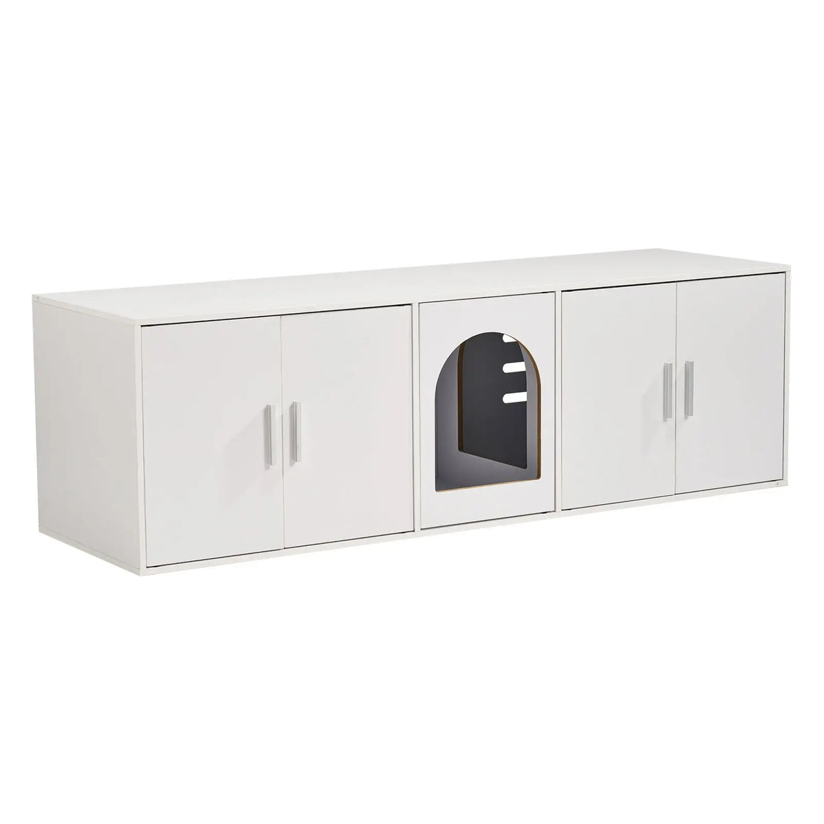 Double Room Cat Litter Box Enclosure Cabinet for Two Cats