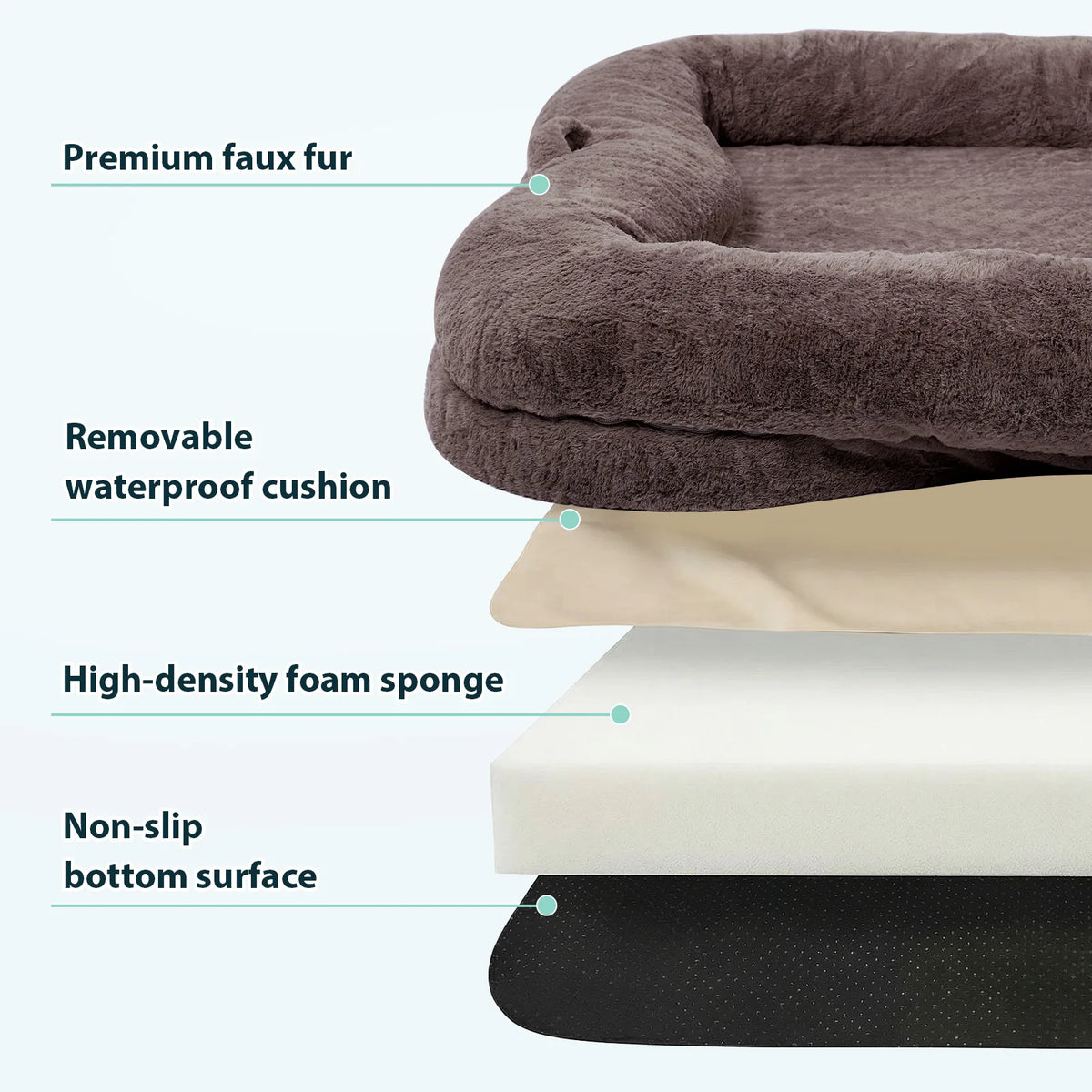TopinCN Portable Plush Dog Bed With Washable Blanket