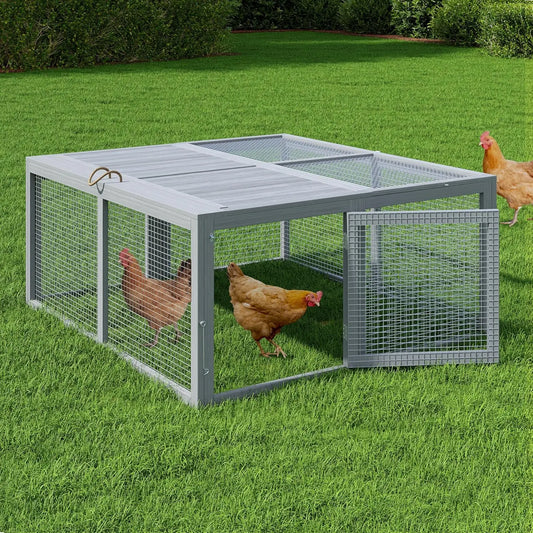 Folding Portable Wooden Chicken Coop Run No Assembly Rabbit Hutch With Predator-Proof Mesh For Outdoor Indoor Use