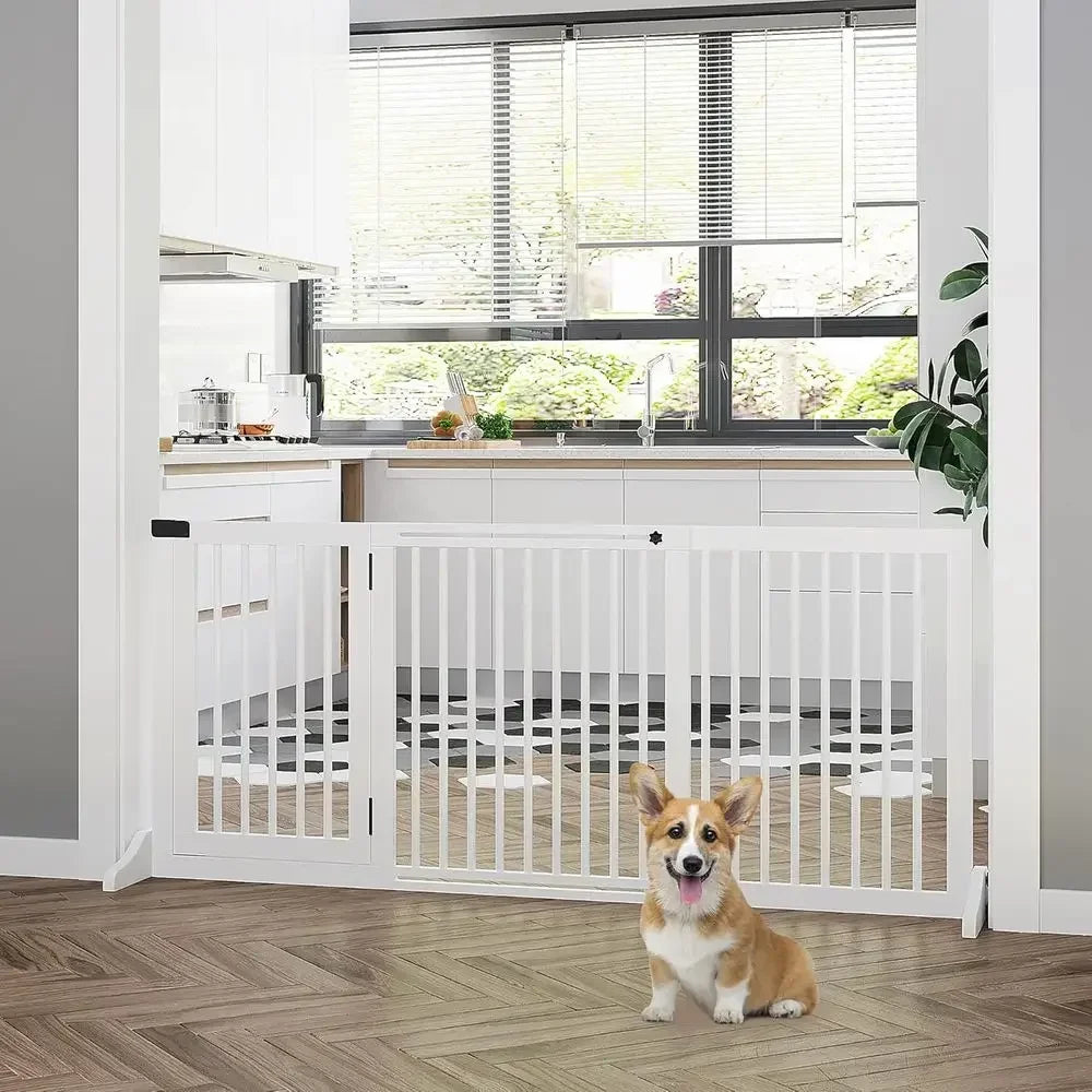 Expandable Wooden Pet Gate With Lockable Safety Barrier
