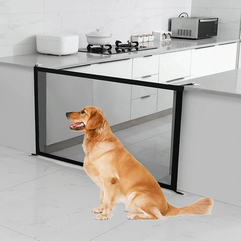 Folding Mesh Dog Safety Gate With Hooks For Indoor Pets