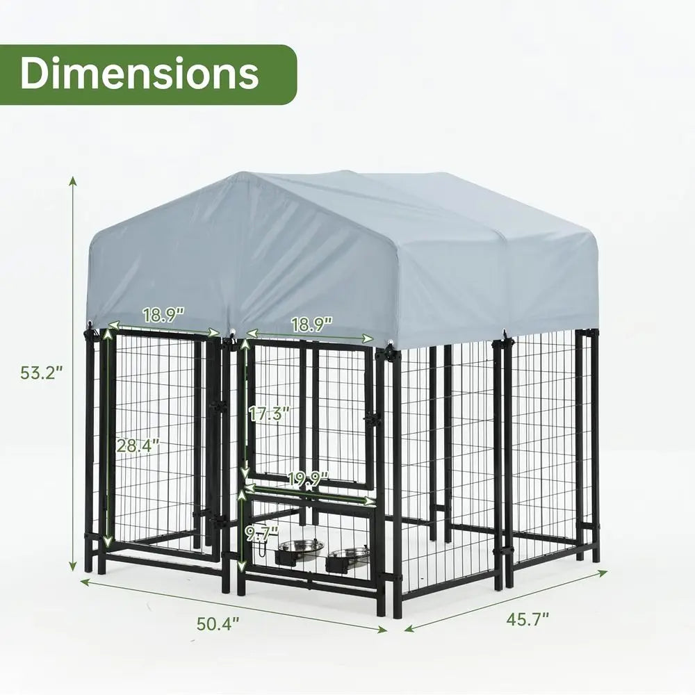 Heavy Duty Steel Outdoor Dog Kennel With Secure Lock Panels