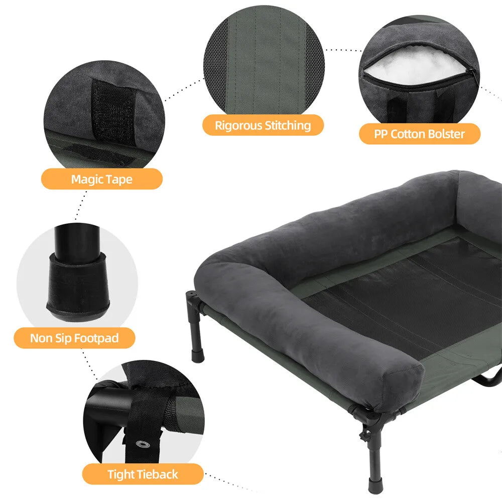 BORWART Raised Outdoor Dog Bed With Cooling Breathable Mat