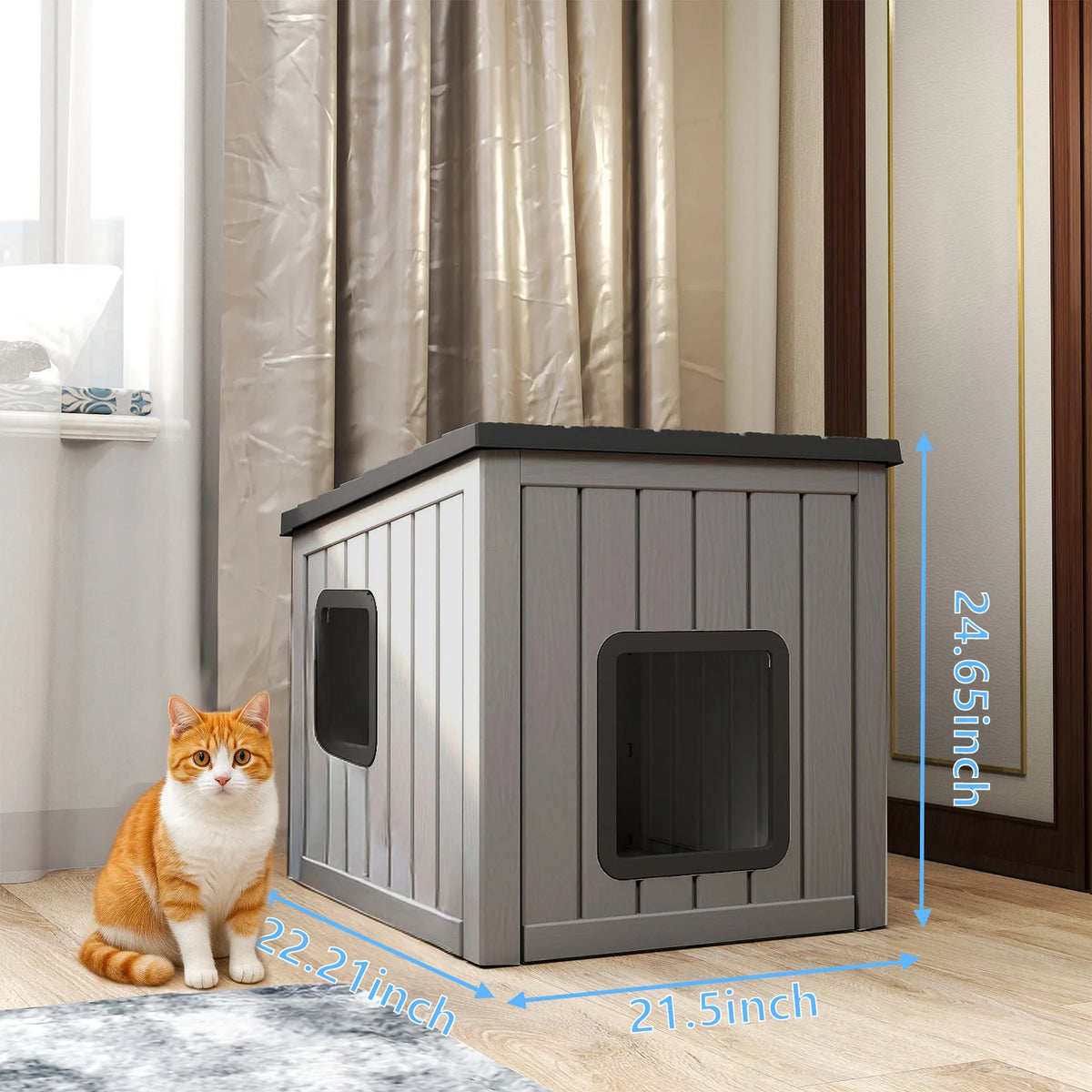 Outdoor Weather Resistant Plastic Pet Cabin With Sloped Roof