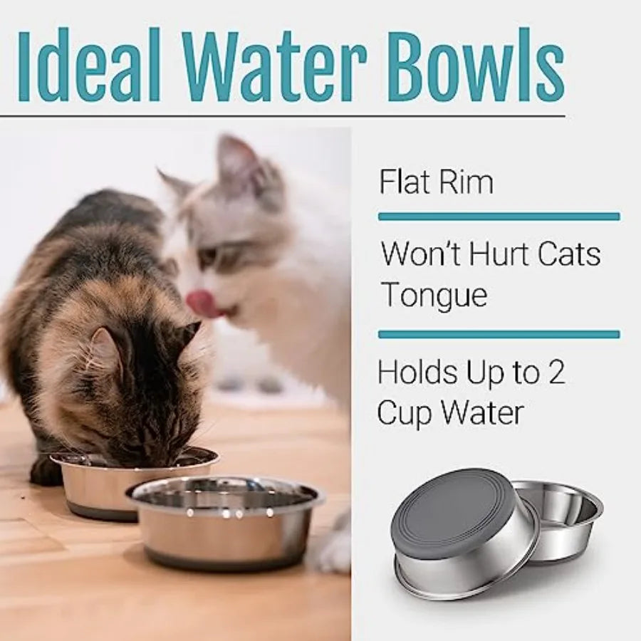 Nonslip Stainless Steel Dog Cat Bowls, US, 2 Count No slide silicone bottom, Dishwasher safe, Easy to clean, Stackable design