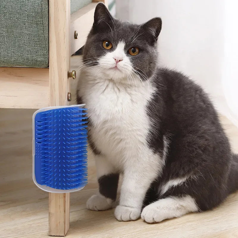 Cat Corner Scratching Brush With Catnip And Deshedding Comb