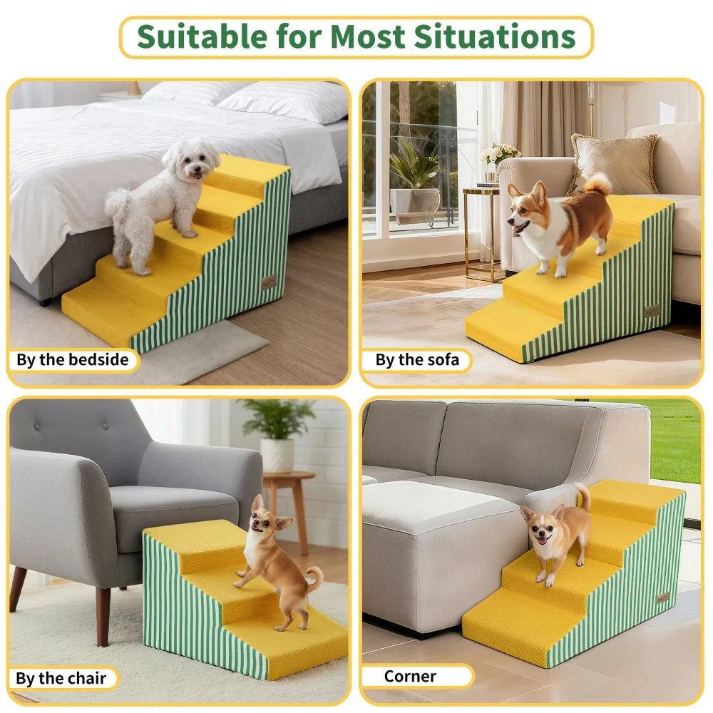 High Density Foam Dog Stairs With Washable Cover For Beds