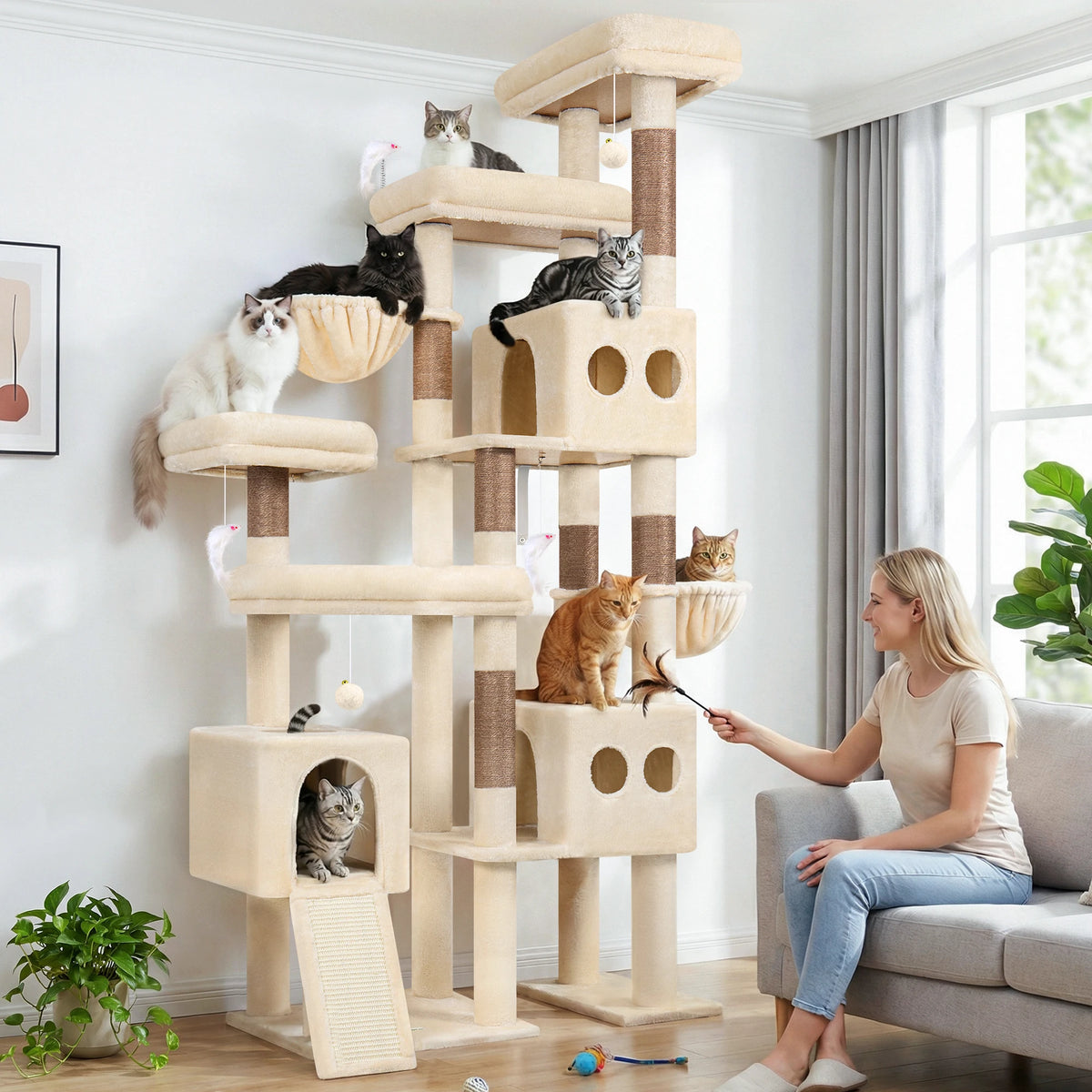 GLOBLAZER Heavy Duty Multi Level Cat Tree Condo For Cats