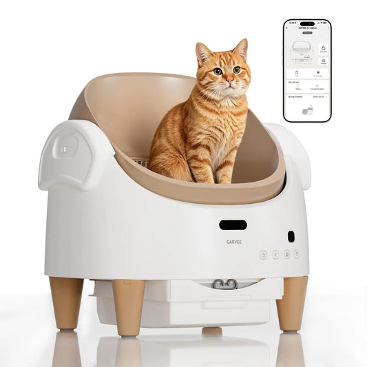 Automatic Self-Cleaning Cat Litter Box with Open-Top Safety Sensors